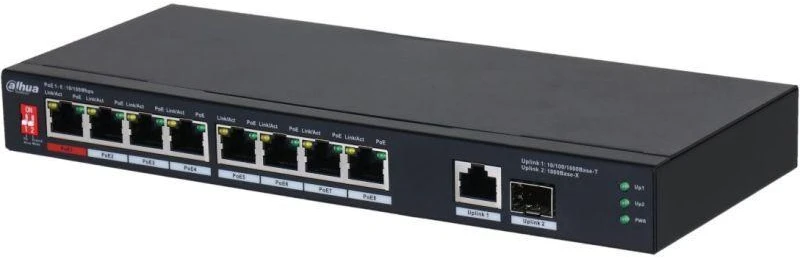 Šakotuvas SWITCH POE PFS3110-8ET1GT1GF-96 8 PRIEVADŲ SFP DAHUA