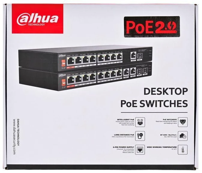 Šakotuvas SWITCH POE PFS3110-8ET1GT1GF-96 8 PRIEVADŲ SFP DAHUA