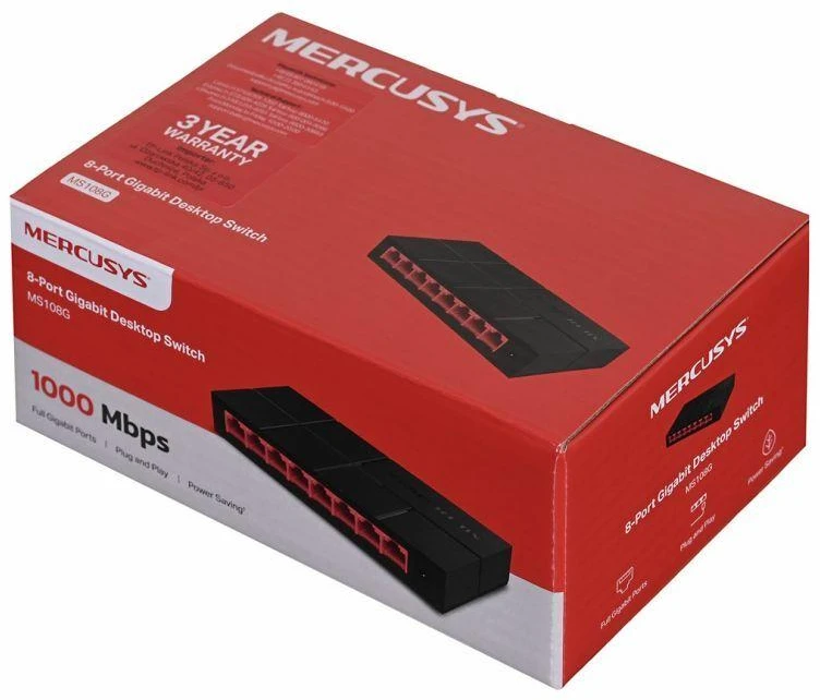 Šakotuvas TP-Link „Mercusys“ | Komutatorius | MS108G | Nevaldomas | Stalinis | Maitinimo šaltinio tipas: Išorinis