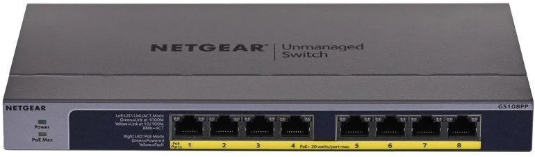NETGEAR jungiklis nevaldomas 8 prievadų Gigabit POE / POE +