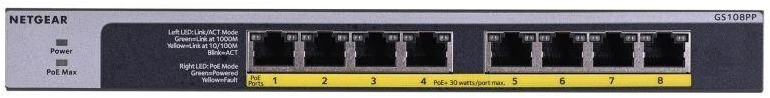NETGEAR jungiklis nevaldomas 8 prievadų Gigabit POE / POE +