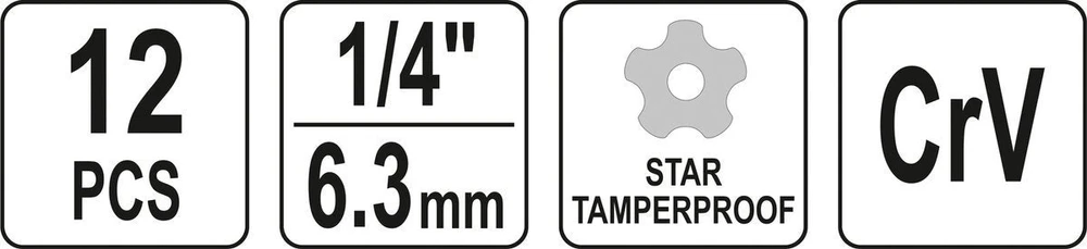 Yato KONDICIONAVIMO ĮRANKIŲ RINKINYS | 6,3 MM (1/4") | 12 VNT. (YT-12007)