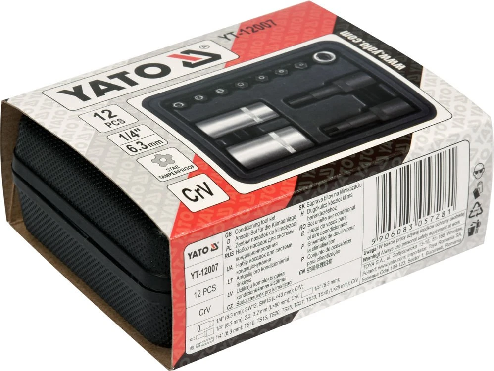 Yato KONDICIONAVIMO ĮRANKIŲ RINKINYS | 6,3 MM (1/4") | 12 VNT. (YT-12007)