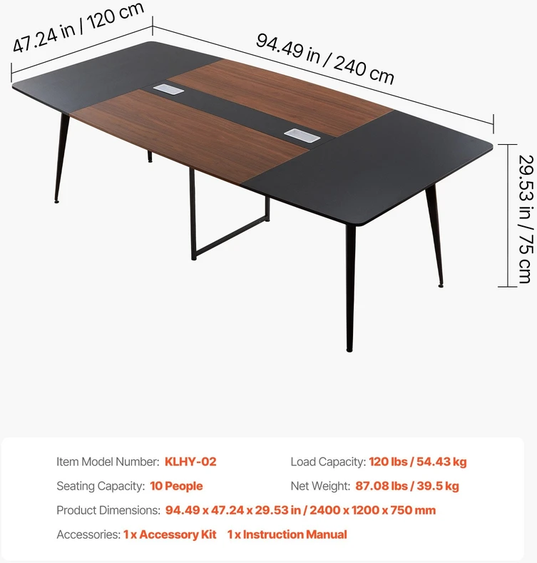 VEVOR Konferencinis stalas 240 cm 10 asmenų