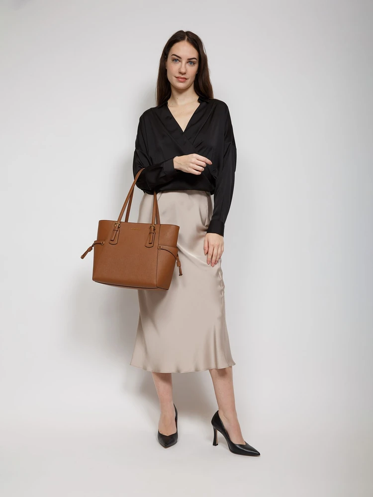 Koniakowa skórzana torebka shopper Michael Kors 35S5GV6T7L