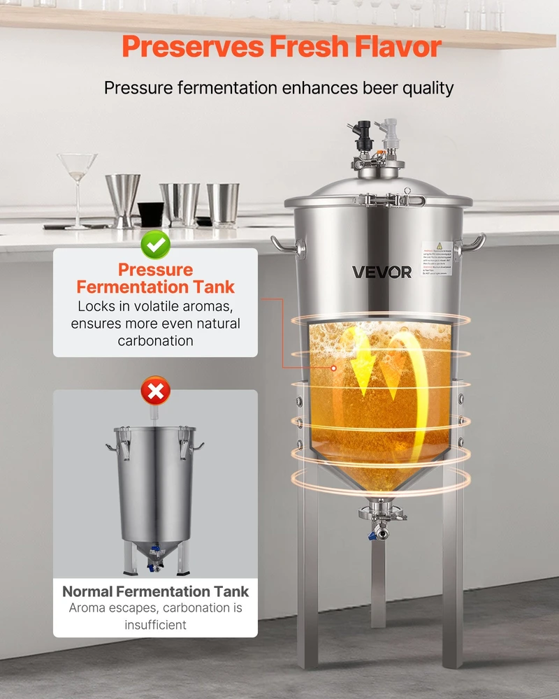 VEVOR Nerūdijančio plieno kūginis fermenteris 30L