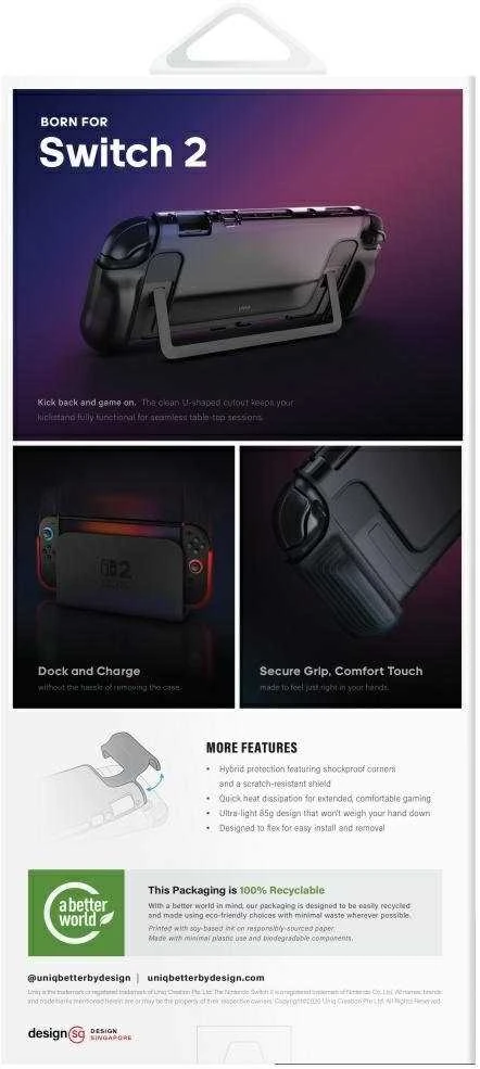 Dėklas UNIQ Hybrid Bytearmor Nintendo Switch 2 juodos spalvos