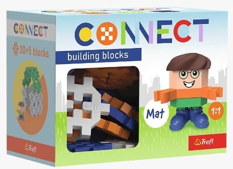 Konstruktoriaus rinkinys Trefl Connect Basic su 35 kaladėlėmis ir figūrėle Mat