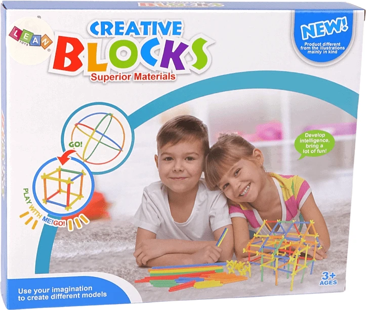 Lean Toys Statybiniai šiaudeliai su jungtimis vaikams