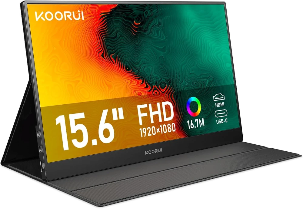KOORUI nešiojamasis monitorius 15,6 col. FHD IPS 60 Hz su HDMI ir USB-C E1511A