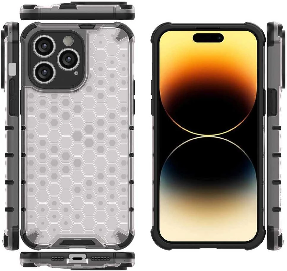 Hurtel Honeycomb dėklas skirtas iPhone 14 Pro, skaidrus