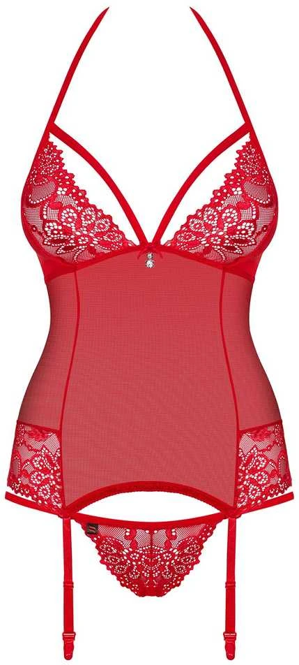 Obsessive Obsessive – 838-COR-3 korsetas ir stringai Raudona S/M