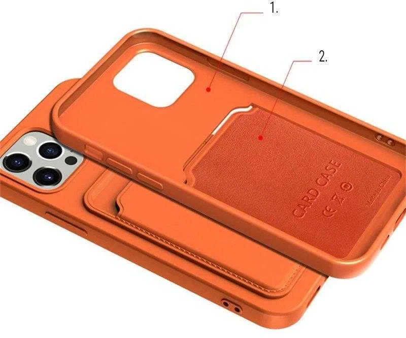 Hurtel Card silikoninis dėklas skirtas iPhone 12 Pro, raudonas
