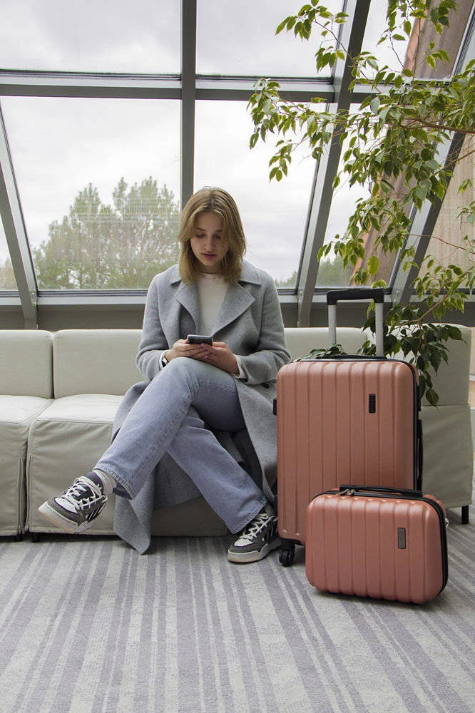 Kelioninis Solier Luggage Kosmetinis kelionių lagaminėlis XS ABS STL902 - Rožinis auksas