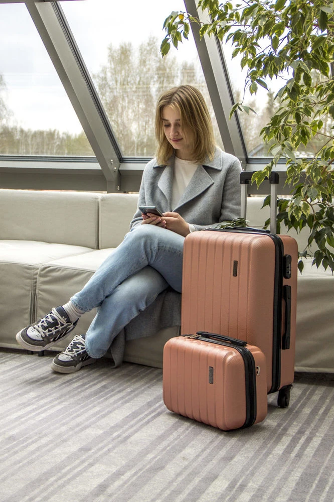 Kelioninis Solier Luggage Kosmetinis kelionių lagaminėlis XS ABS STL902 - Rožinis auksas