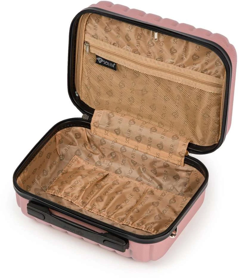Kelioninis Solier Luggage Kosmetinis kelionių lagaminėlis XS ABS STL902 - Rožinis auksas