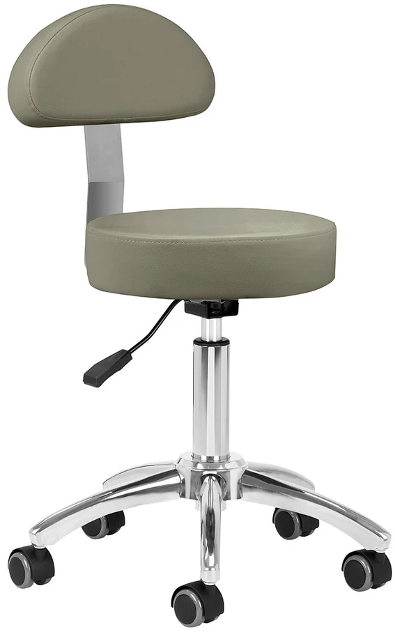 Activeshop Kosmetologinė meistro kėdutė STOOL BEAUTY BACKREST ROUND Pilkas