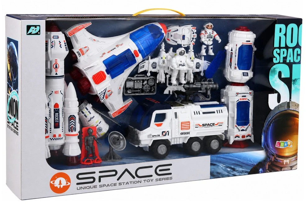 Lean Toys Kosmoso žaislų rinkinys su raketa ir marsaeigiu