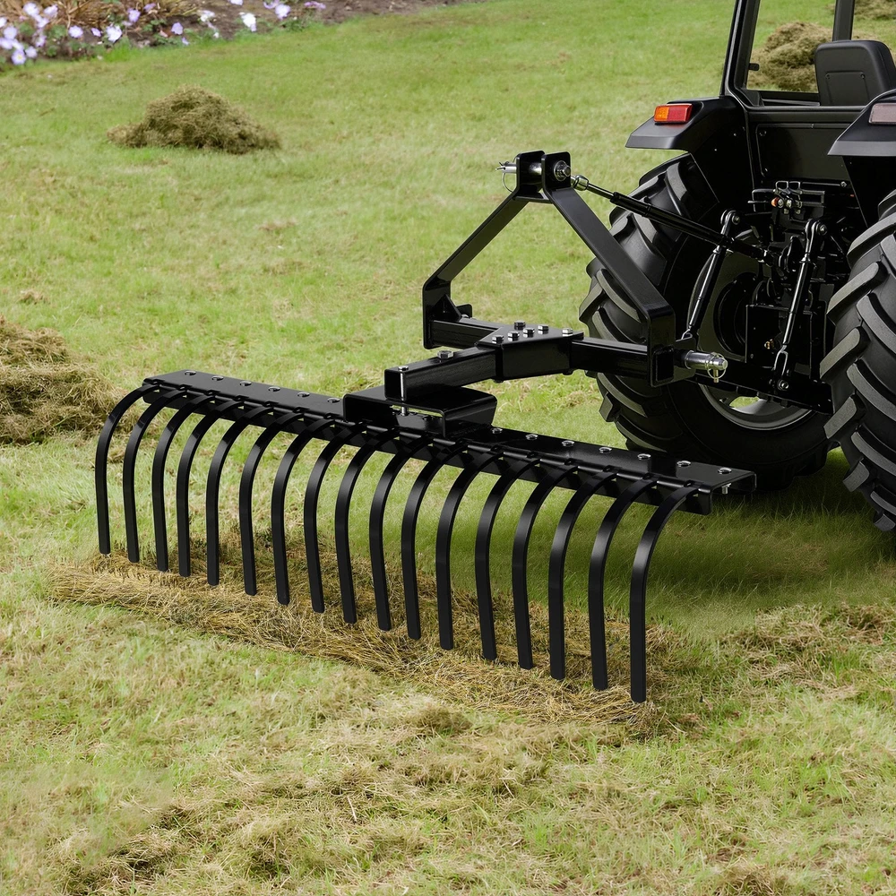 VEVOR 127 cm kraštovaizdžio grėblys, 17 plieninių dantų