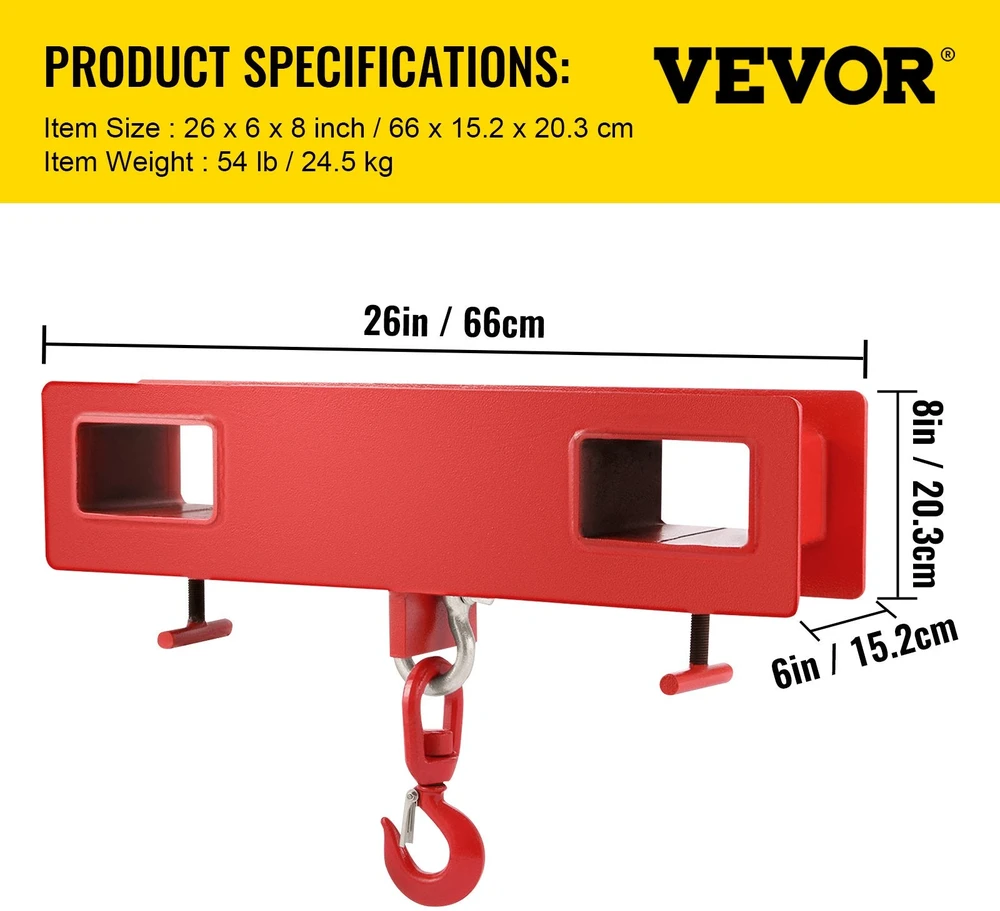 VEVOR 2 tonų krautuvo kėlimo kablis 2000 kg talpa