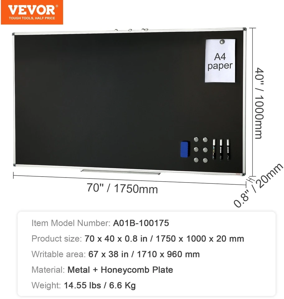 Vevor Juoda lenta su aliuminio rėmu 175 x 100 cm