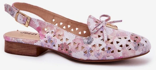 Kreminės spalvos ažūrinės balerinos su kulniuku Step in style