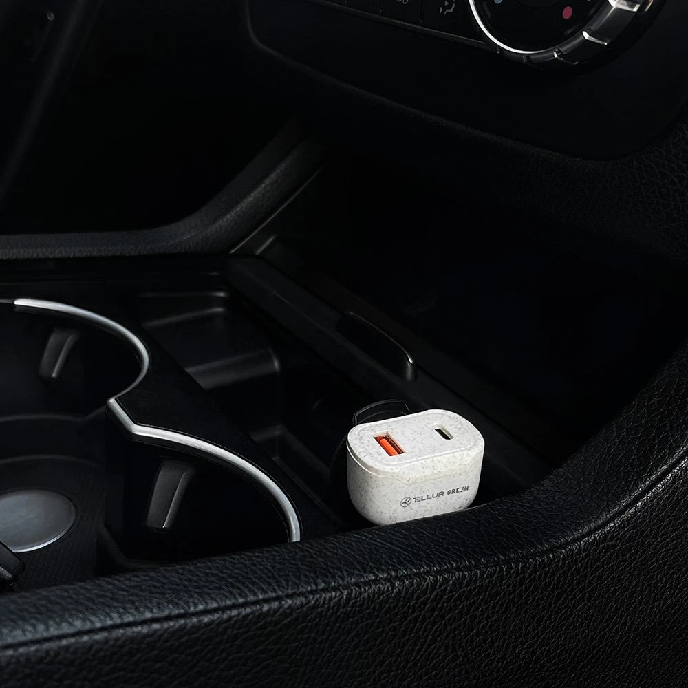 Tellur Žalias automobilinis įkroviklis, 36W, 6A (PD18W + QC3.0) cream