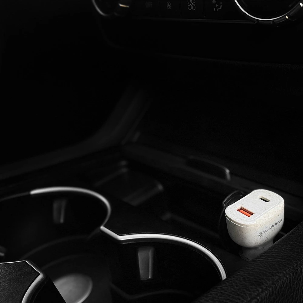 Tellur Žalias automobilinis įkroviklis, 36W, 6A (PD18W + QC3.0) cream