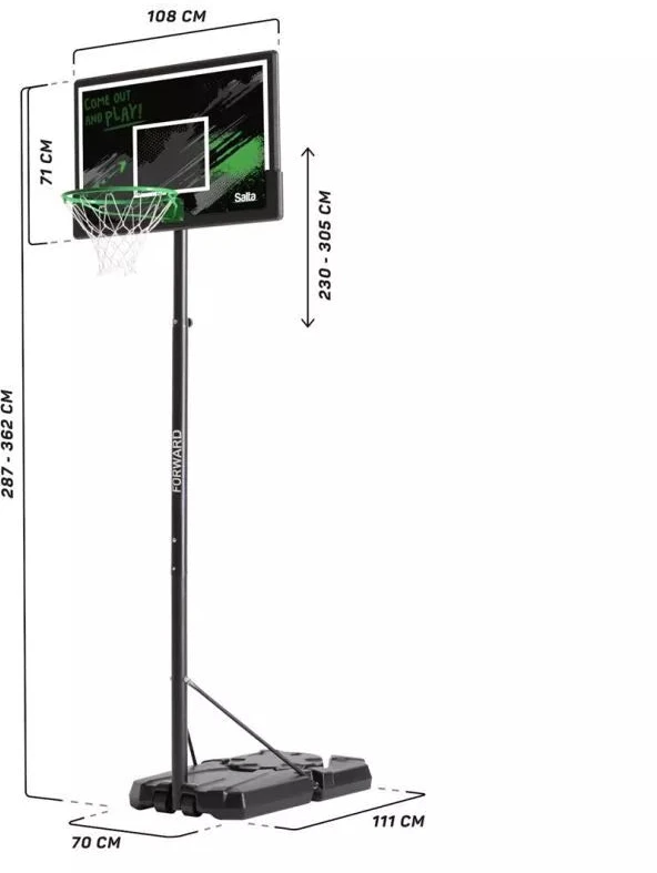Krepšinio stovas Salta Forward 108 cm x 362 cm