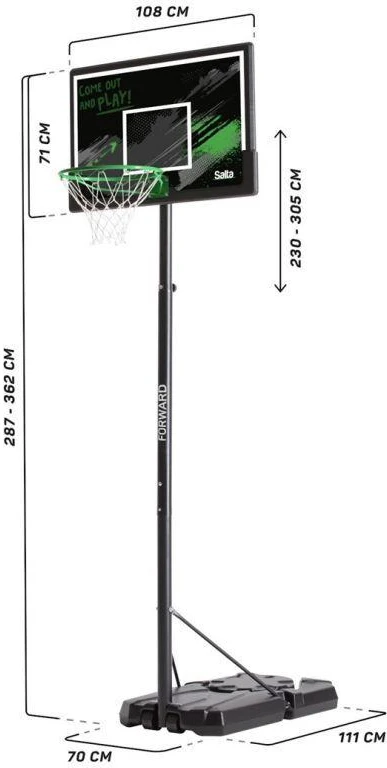 Krepšinio stovas Salta Forward 108 cm x 362 cm