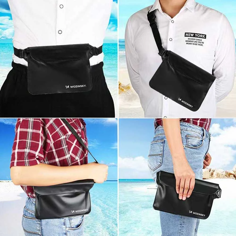 Wozinsky WWS-01 Atsparus vandeniui PVC Waist Bag - Juodas