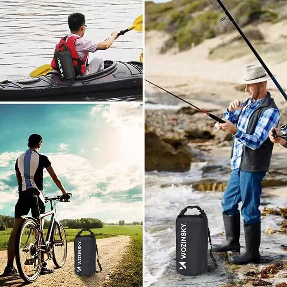 Wozinsky WWK-10 vandeniui atsparus krepšys irklentėms (10 l) – juodas