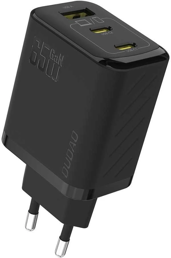 Dudao A29 65W GaN laidinis įkroviklis 2 x USB-C + 1 x USB-A – juodos spalvos