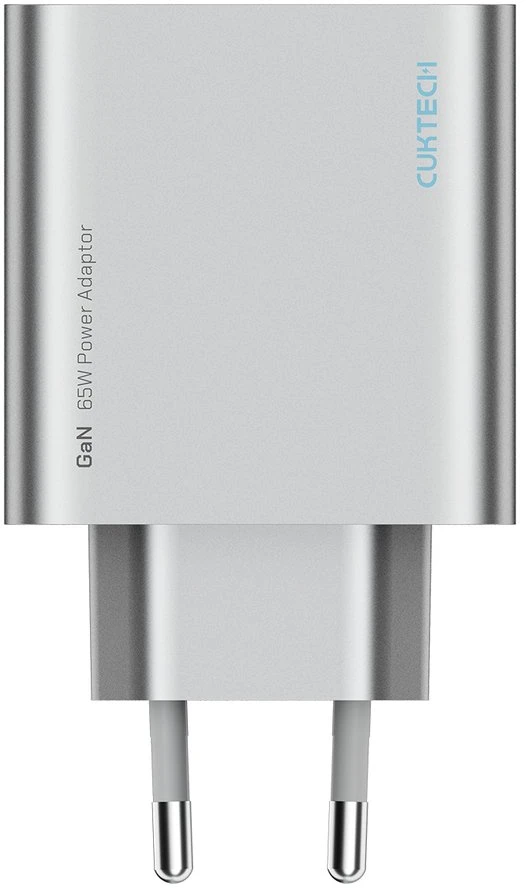 Cuktech 65 W GaN 2 x USB-C 1 x USB-A sieninis įkroviklis – pilkas
