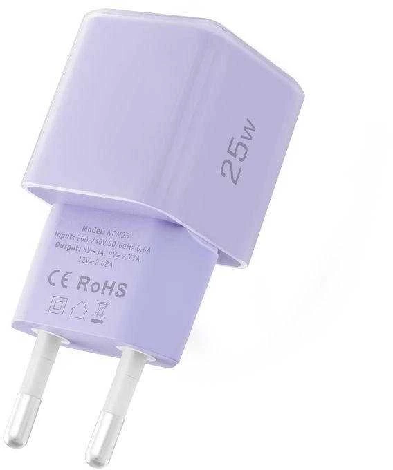Tech-Protect NCM25 USB-C PD 25W sieninis įkroviklis - Violetinė