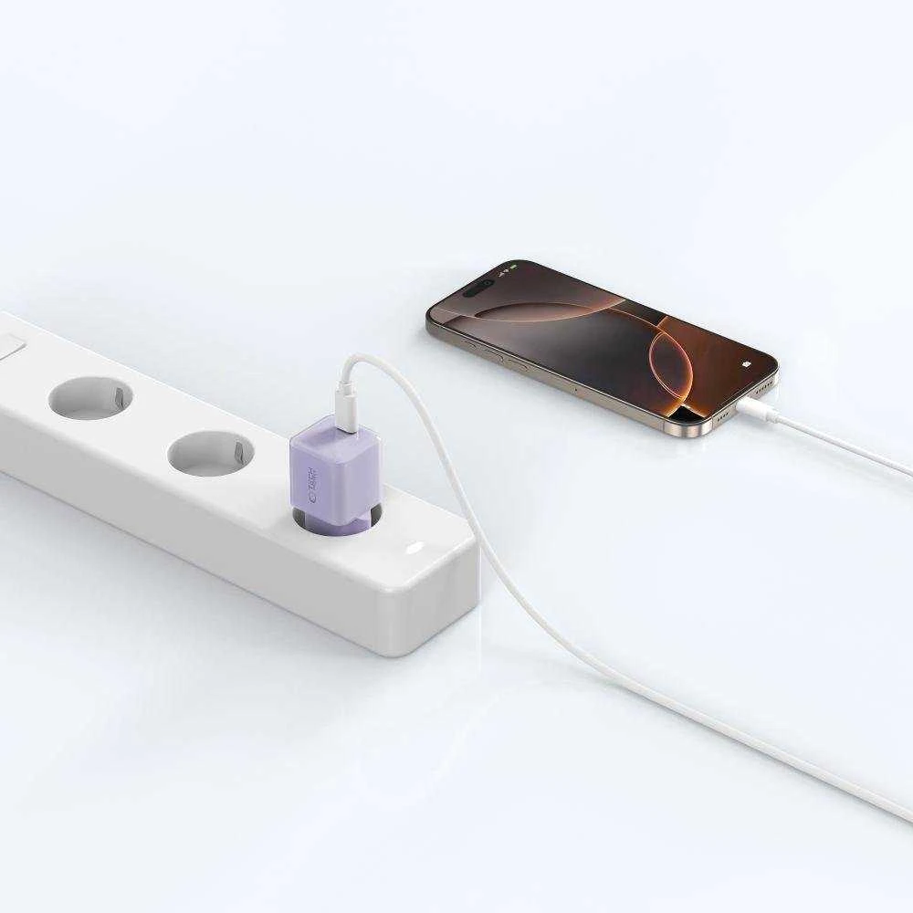 Tech-Protect NCM25 USB-C PD 25W sieninis įkroviklis - Violetinė