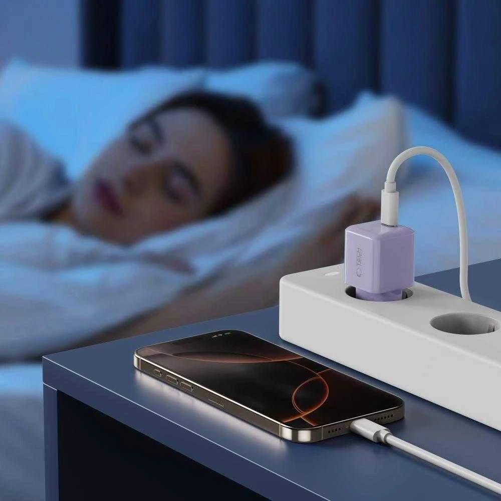 Tech-Protect NCM25 USB-C PD 25W sieninis įkroviklis - Violetinė