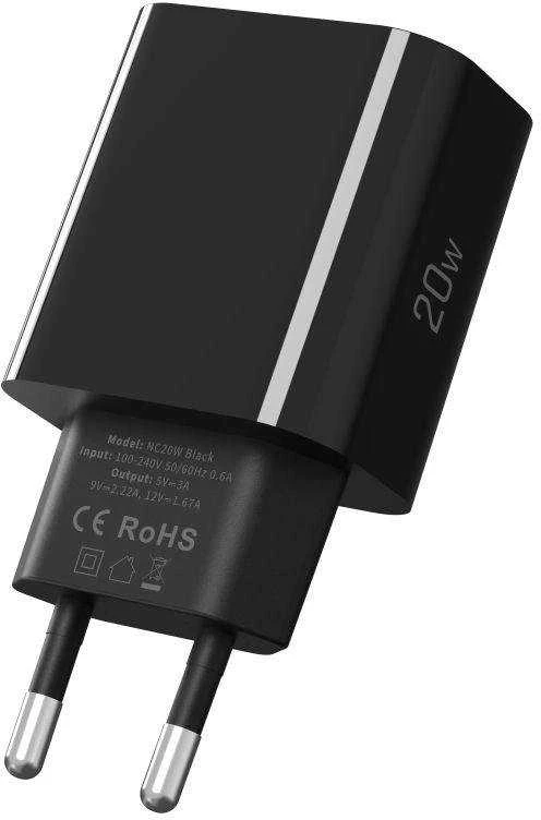 „Tech-Protect NC20W USB-C“ 1 prievado PD20W sieninis įkroviklis - Juodas