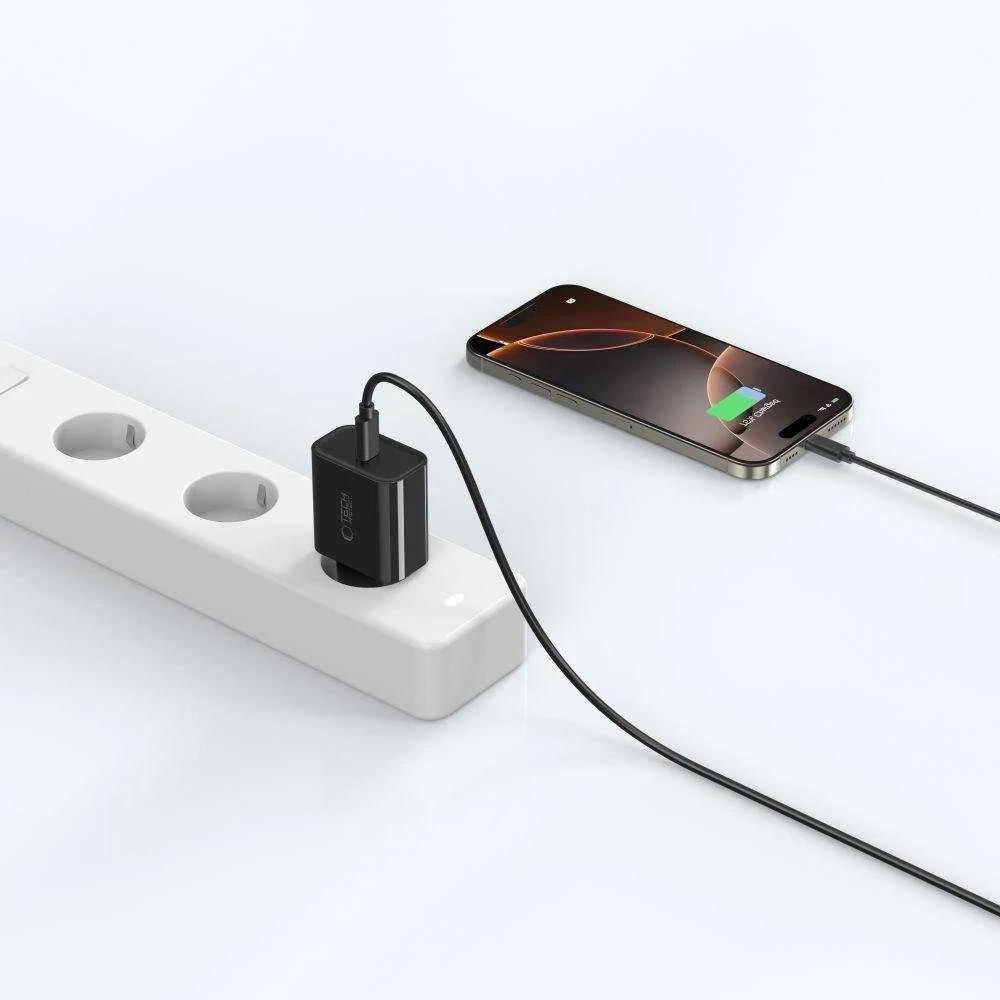 „Tech-Protect NC20W USB-C“ 1 prievado PD20W sieninis įkroviklis - Juodas