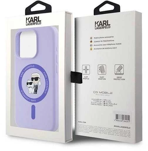 Karl Lagerfeld KLHMP15LSCMKCRHU Apple iPhone 15 Pro 6.1″ violetinės spalvos kietas dėklas Silicone Karl&Choupette Heads