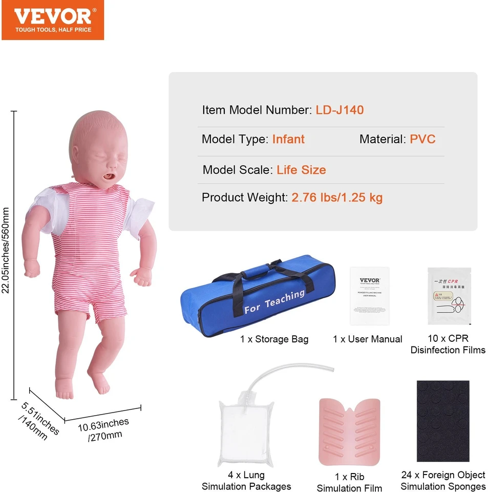 VEVOR Kūdikių CPR manekenas mokymui
