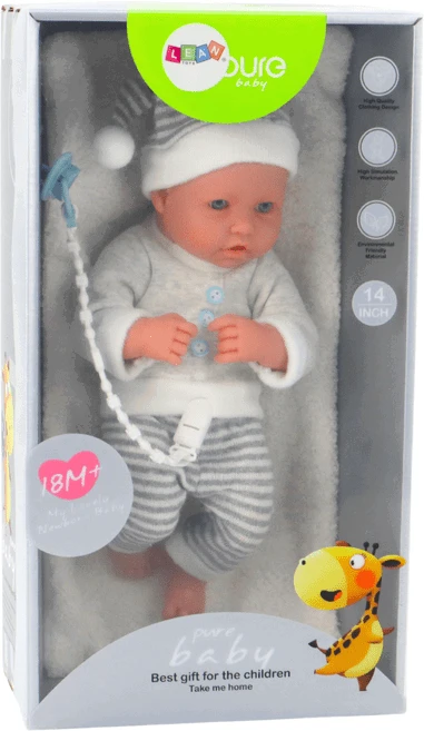 Lean Toys Lėlytė su dryžuotais drabužiais ir priedais, 35 cm
