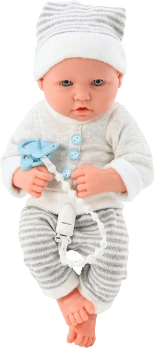 Lean Toys Lėlytė su dryžuotais drabužiais ir priedais, 35 cm