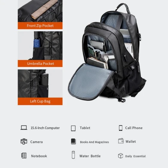 Kuprinė nešiojamam kopiuteriui, kelionėms Arctic Hunter B00387 - Juoda 15,6 "
