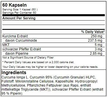 Kurkumino kapsulės GN Curcumin Plus+ 60 kapsulių