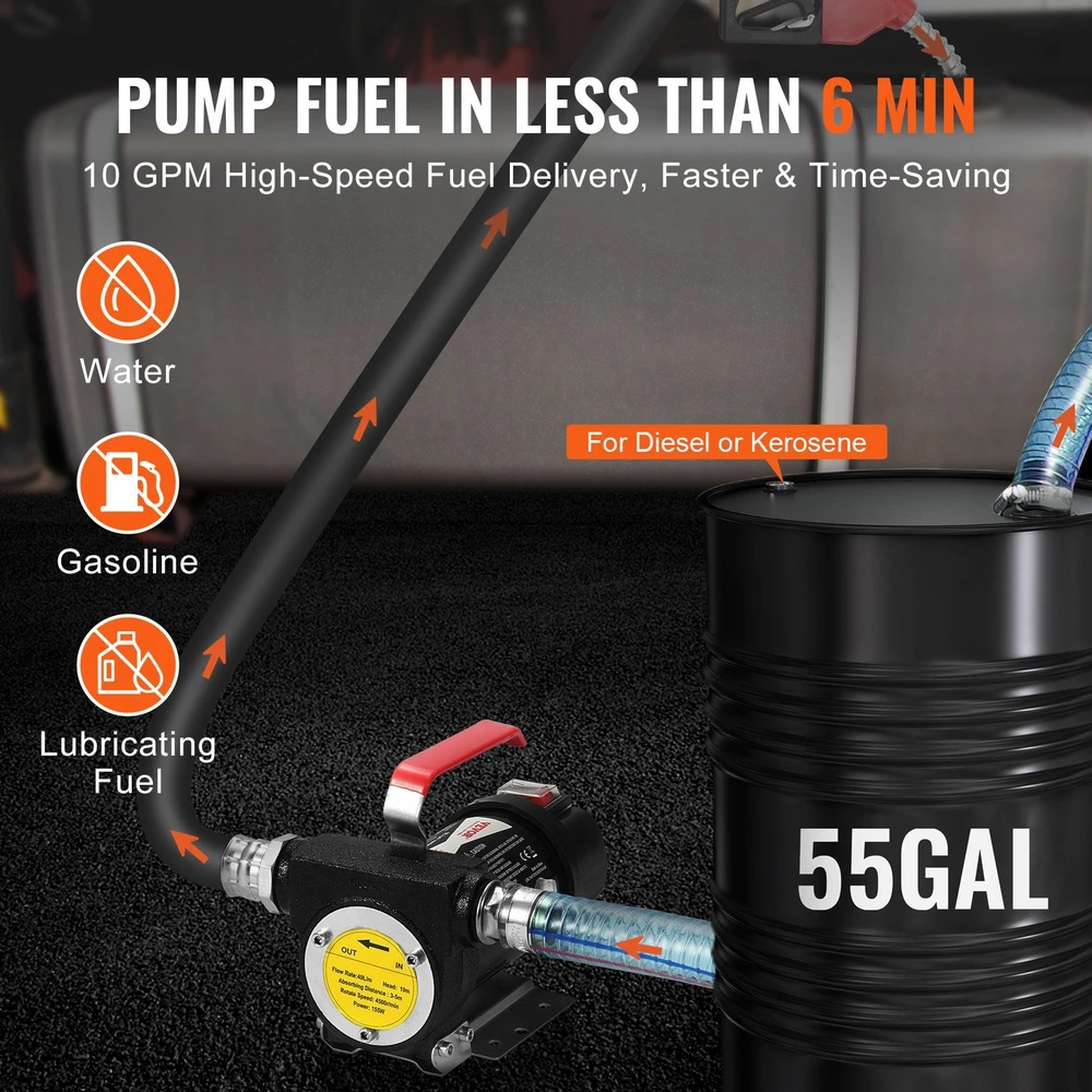 VEVOR 12V dyzelinė degalų perkėlimo pompa su automatinio kuro antgaliu