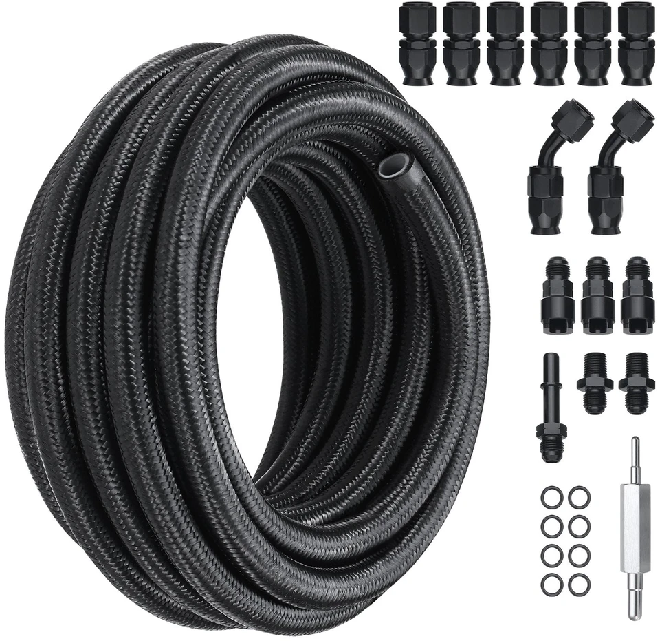VEVOR 6AN kuro linijos rinkinys, 25 pėdų PTFE žarna