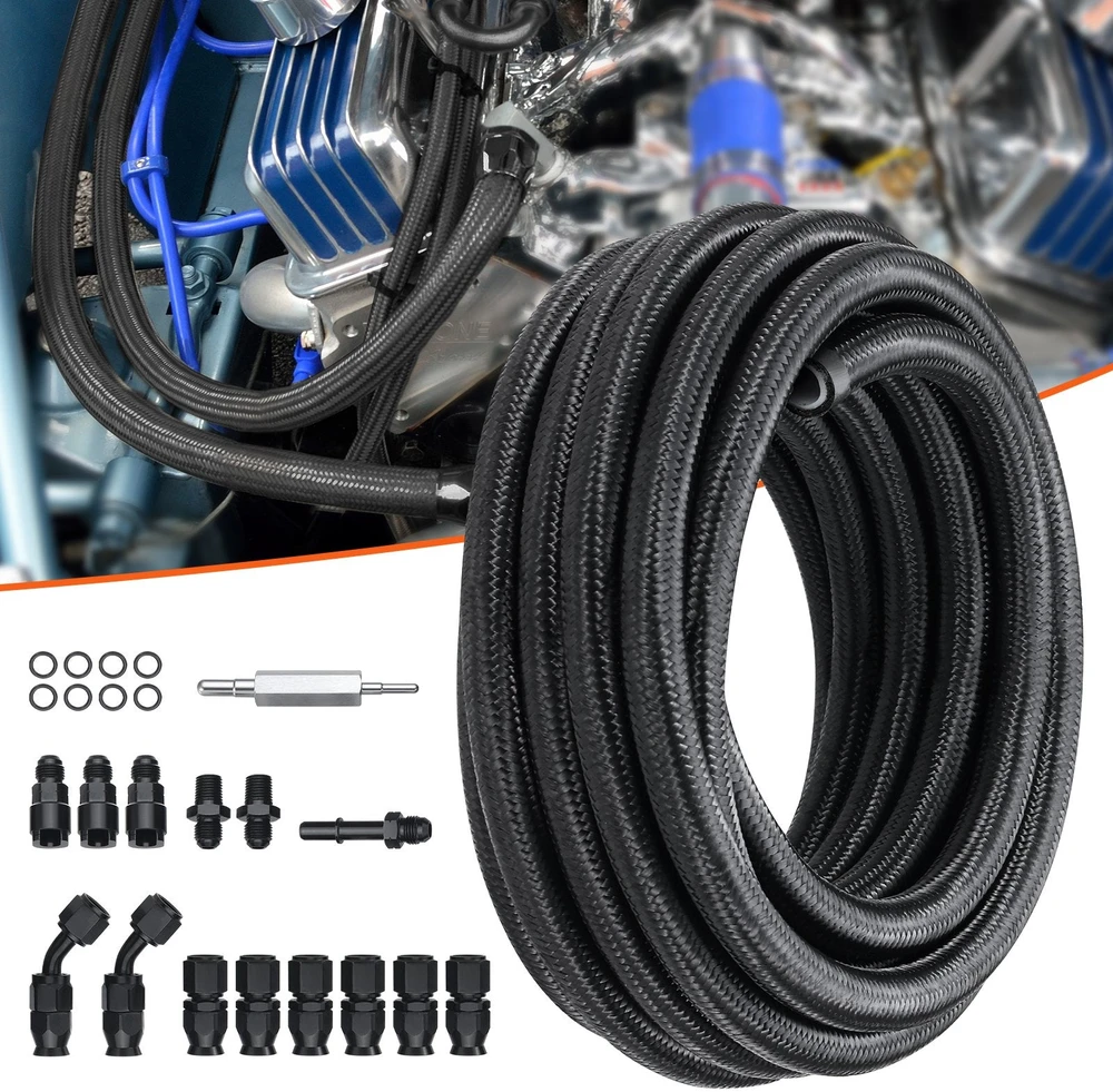 VEVOR 6AN kuro linijos rinkinys, 25 pėdų PTFE žarna