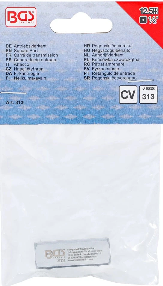 KVADRATINĖ DALIS | IŠORINIS KVADRATAS 12,5 MM (1/2") | SKIRTA BGS 312 (313)