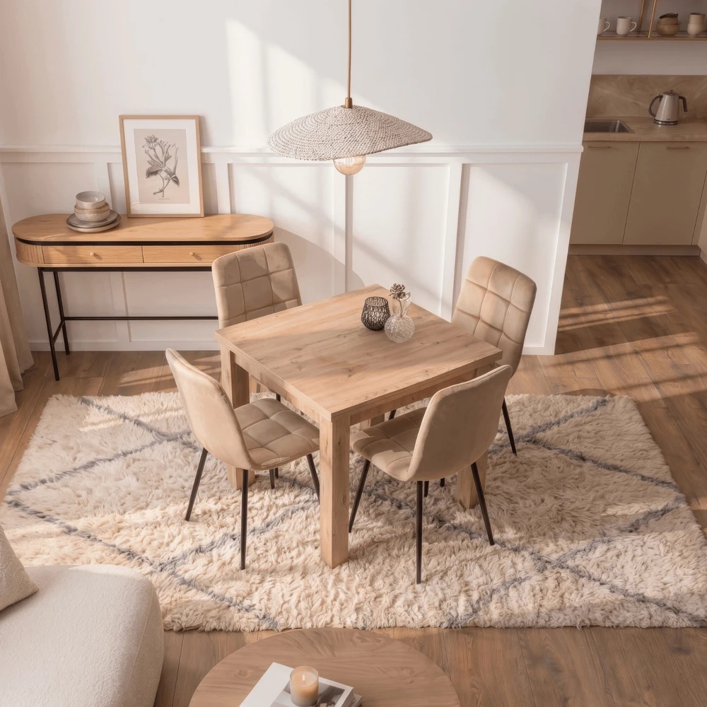 Kvadratinis išskleidžiamas stalas 80–160 cm, Artisan ąžuolo spalvos